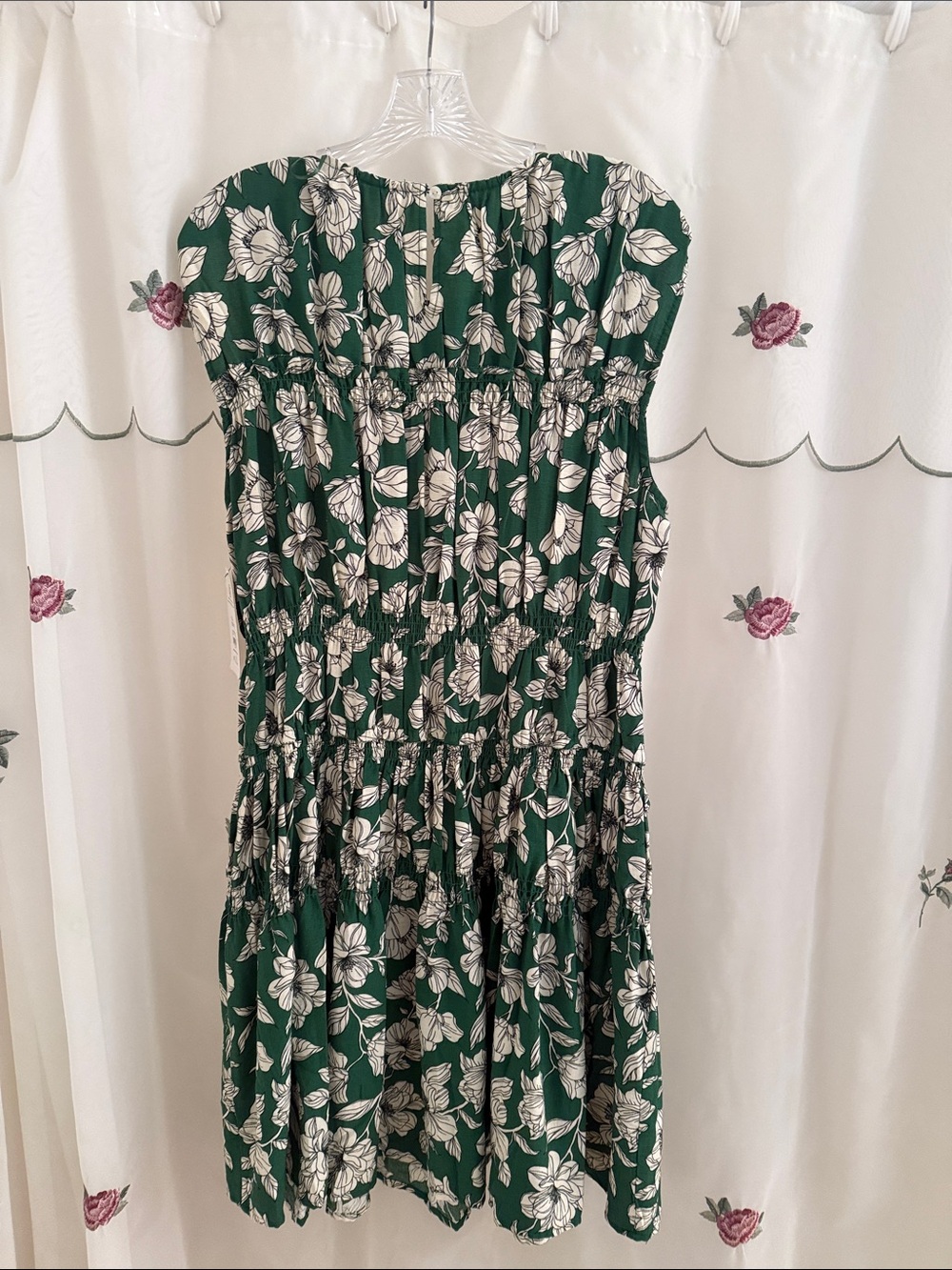 Time and Tru Green Floral Midi Dress with Smocking - Picture 4 of 5